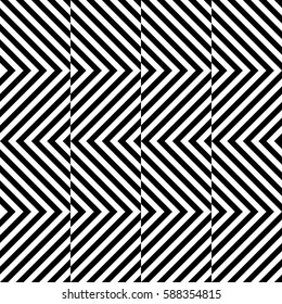 Vector seamless pattern. Decorative element, design template with striped black white diagonal inclined lines. Background, texture with figurative geometry. Dynamic tiles for card, app, web cover.