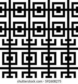 Vector seamless pattern. Decorative element, design template with ethnic black white motifs. Background, texture with traditional handicraft. Fabric tracery swatch for cloth, jersey, plaid, tapestry.