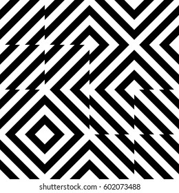 Vector seamless pattern. Decorative element, design template with striped black white diagonal inclined lines. Background, texture with figurative geometry. Moving tiles for card web tile app cover