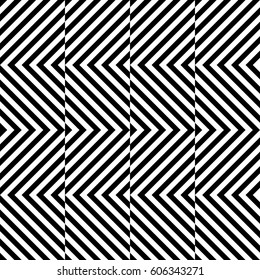 Vector seamless pattern. Decorative element, design template with striped black white diagonal inclined lines. Background, texture with figurative geometry. Dynamic tiles for card, app, web cover.