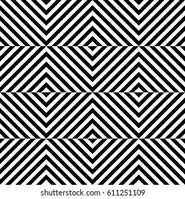 Vector seamless pattern. Decorative element, design template with striped black white diagonal inclined lines. Background, texture with figurative geometry. Dynamic tiles for card, app, web cover.