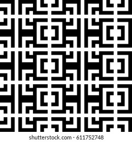 Vector seamless pattern. Decorative element, design template with ethnic black white motifs. Background, texture with traditional handicraft. Fabric tracery swatch for cloth, jersey, plaid, tapestry.