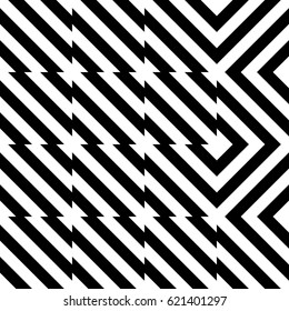 Vector seamless pattern. Decorative element, design template with striped black white diagonal inclined lines. Background, texture with figurative geometry. Moving tiles for card web tile app cover