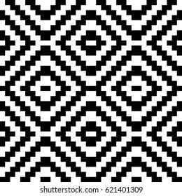 Vector seamless pattern. Decorative element, design template with black white diagonal zigzag line. Background, optical art texture with knitted woolen handicraft. Fabric, textile, tracery, swatch.