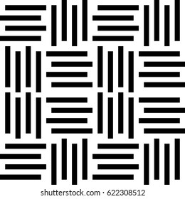 Vector seamless pattern. Decorative element, modern design template with striped curling black white lines. Background, texture with optical illusion. Checkered decoration in op art style.