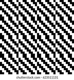Vector seamless pattern. Decorative element, design template with black white diagonal zigzag line. Background, optical art texture with knitted woolen handicraft. Fabric, textile, tracery, swatch.