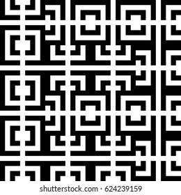 Vector seamless pattern. Decorative element, design template with ethnic black white motifs. Background, texture with traditional handicraft. Fabric tracery swatch for cloth, jersey, plaid, tapestry.