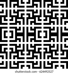 Vector seamless pattern. Decorative element, design template with ethnic black white motifs. Background, texture with traditional handicraft. Fabric tracery swatch for cloth, jersey, plaid, tapestry.