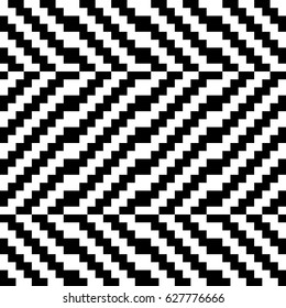 Vector seamless pattern. Decorative element, design template with black white diagonal zigzag line. Background, optical art texture with knitted woolen handicraft. Fabric, textile, tracery, swatch.