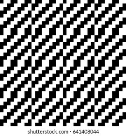 Vector seamless pattern. Decorative element, design template with black white diagonal zigzag line. Background, optical art texture with knitted woolen handicraft. Fabric, textile, tracery, swatch.