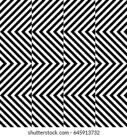 Vector seamless pattern. Decorative element, design template with striped black white diagonal inclined lines. Background, texture with figurative geometry. Dynamic tiles for card, app, web cover.