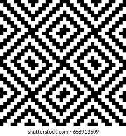 Vector seamless pattern. Decorative element, design template with black white diagonal zigzag line. Background, optical art texture with knitted woolen handicraft. Fabric, textile, tracery, swatch.