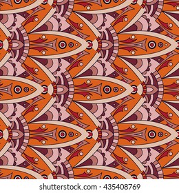 Vector seamless pattern with decorative elements. Geometric colorful pattern for printing