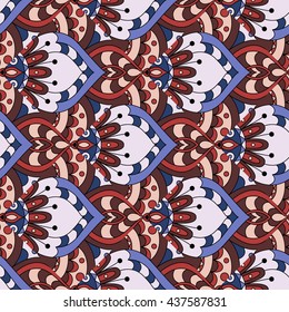 Vector seamless pattern with decorative elements. Geometric colorful pattern for printing