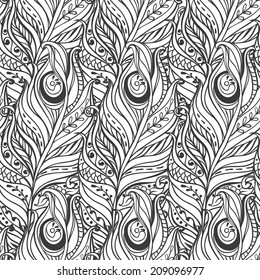 Vector Seamless pattern with decorative feather