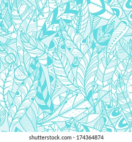 vector seamless pattern with decorative  feathers 