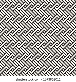 Vector seamless pattern. Decorative geometric interlaced lines. Monochrome bold stripes background.
