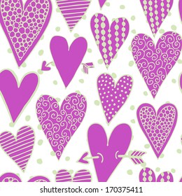 Vector seamless pattern with decorative hearts