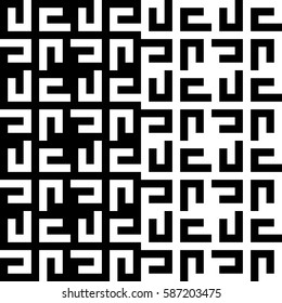 Vector seamless pattern. Decorative ornament, traditional tracery with black white swastika, ethnic symbol of sun, peace. Background, texture with folk handiwork. Fabric textile swatch, art design.