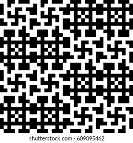 Vector seamless pattern. Decorative ornament, traditional tracery with black white swastika, ethnic symbol of sun, peace. Background, texture with folk handiwork. Fabric textile swatch, art design.