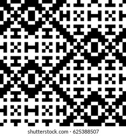 Vector seamless pattern. Decorative ornament, traditional tracery with black white design. Background, texture with folk handiwork. Fabric textile swatch for cloth, blanket, carpet, tapestry.