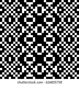 Vector seamless pattern. Decorative ornament, traditional tracery with black white design. Background, texture with folk handiwork. Fabric textile swatch for cloth, blanket, carpet, tapestry.