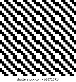 Vector seamless pattern. Decorative ornament, traditional tracery with black white diagonal zigzag line. Background, op art texture with jacquard knitting. Fabric, textile, swatch, cloth, tapestry.