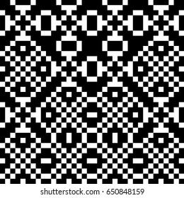 Vector seamless pattern. Decorative ornament, traditional tracery with black white design. Background, texture with folk handiwork. Fabric textile swatch for cloth, blanket, carpet, tapestry.