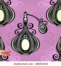 Vector Seamless Pattern with Decorative Ornate Perfume