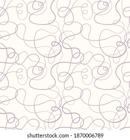 Vector seamless pattern. Decorative texture with tangled curved lines. Scrawl squiggly in pastel colors.