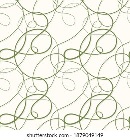 Vector seamless pattern. Decorative texture with tangled curved lines. Scrawl squiggly in pastel colors.