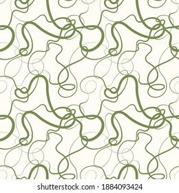 Vector seamless pattern. Decorative texture with tangled curved lines. Scrawl squiggly in pastel colors.