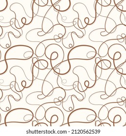 Vector seamless pattern. Decorative texture with tangled curved lines. Scrawl squiggly in pastel colors.