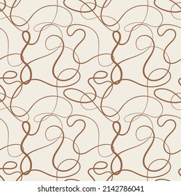 Vector seamless pattern. Decorative texture with tangled curved lines. Scrawl squiggly in pastel colors.