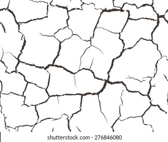 Vector seamless pattern with deep ground cracks. 