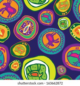 vector seamless pattern with deers, elks, mooses, colorful