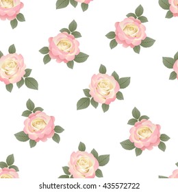Vector seamless pattern of delicate beautiful roses. Botanical texture for a wedding, scrapbook, surface textures, gift wrapping paper. Great for birthday, celebration greeting and invitation card.