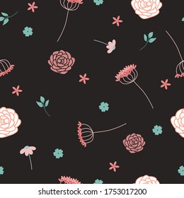 
vector seamless pattern with delicate flowers and roses