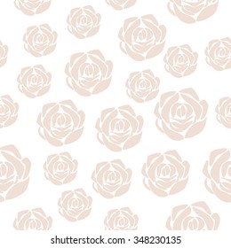Vector seamless pattern with delicate pink roses on a white background