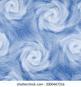 Vector seamless pattern. Denim blue with white flowers. Repeated pattern. Abstract texture for design textiles, scarfs, prints. Repeating Indigo background whit fade effect. Modern stylish backdrop