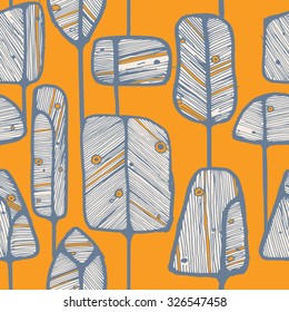Vector seamless pattern design with abstract doodle trees, perfect for fabric, wallpaper, wrapping paper prints or web background.