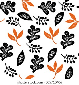 Vector seamless pattern design autumn leaves  template for sail, wedding invitations (save dat), invitation, envelope, valentine, scrapbook,. Wallpaper vector background hand drawn style
