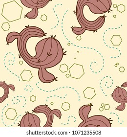 Vector seamless pattern design with cactus. Print for textiles. Vector illustration background.
