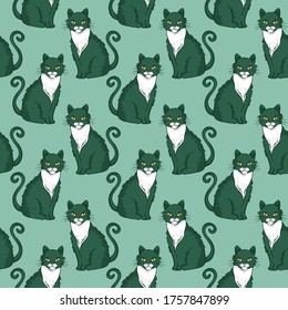 Vector seamless pattern design with cute cats