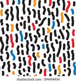 Vector seamless pattern design with doodle dashed lines, repeating surface pattern for all web and print purposes.