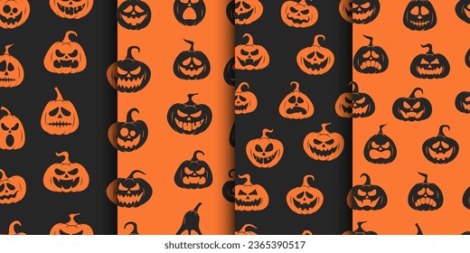 Vector seamless pattern with design elements for Halloween. Pumpkin seamless pattern. Pumpkin background.