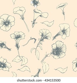 Vector seamless pattern. Design for fabrics, textiles, paper, wallpaper, web. Vintage. Floral ornament. 