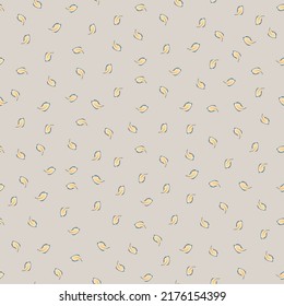 Vector seamless pattern design with gentle small leaves on soft brown background. Suitable for prints, fabric, bedding, wallpaper, scrapbooking, gift wrapping paper, home decor.
