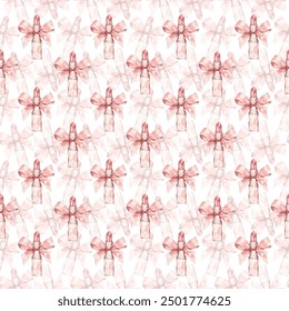 Vector seamless pattern design for a girly party. Fashion style Lipstick with a bow pattern for wrapping paper.