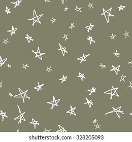 Vector seamless pattern design with hand drawn sketchy stars